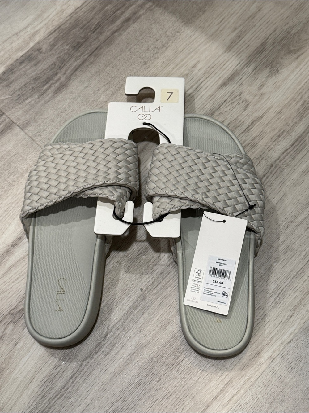 Calia Women's Woven Slide Sandals in Light Gray
